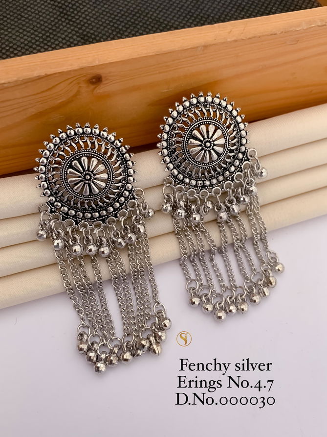 3 Fancy Navratri Special Silver Earrings Wholesale Shop In Surat
